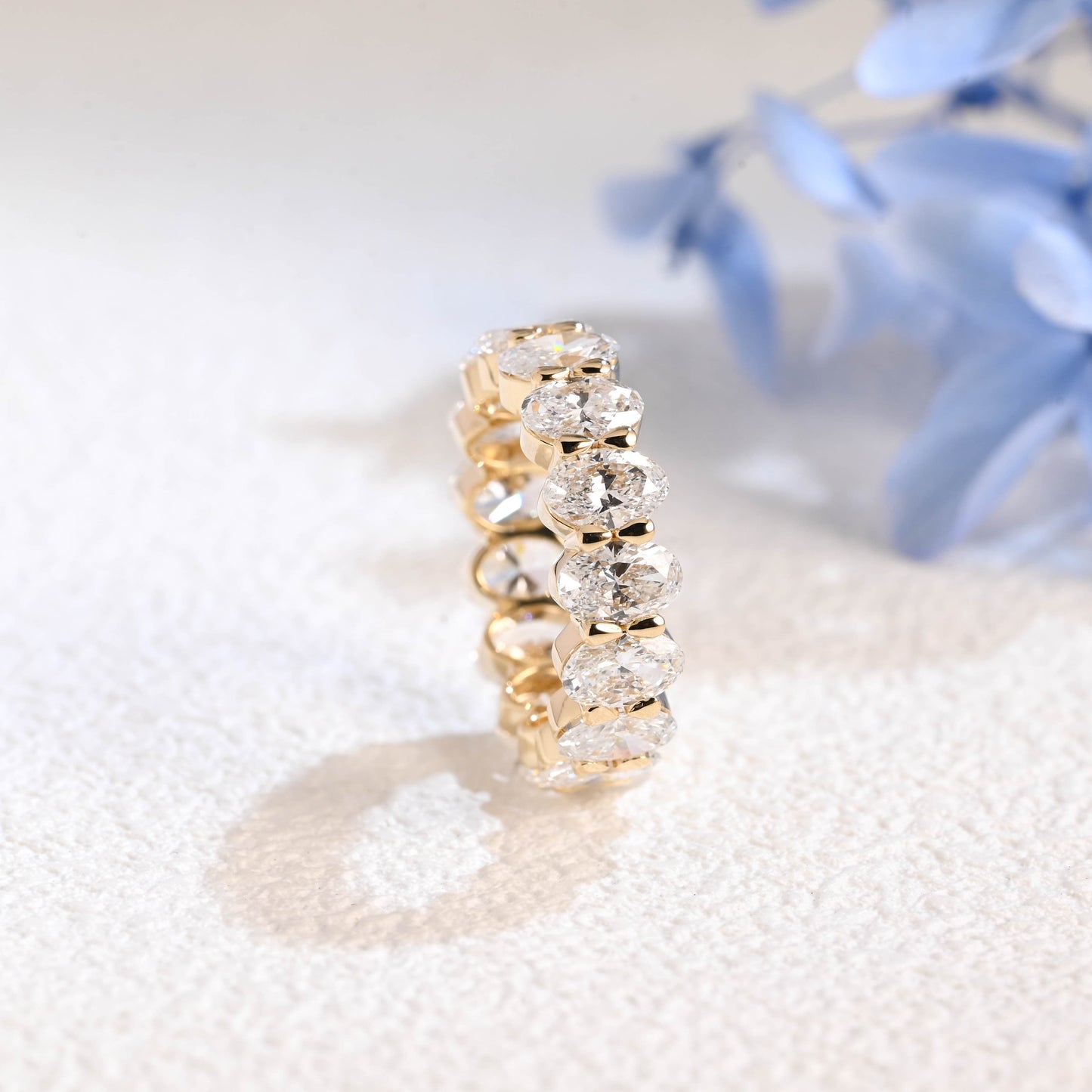 CausYou lab diamond wedding ring Solid Gold 4*6mm Oval Lab Diamond Wedding Band for Woman