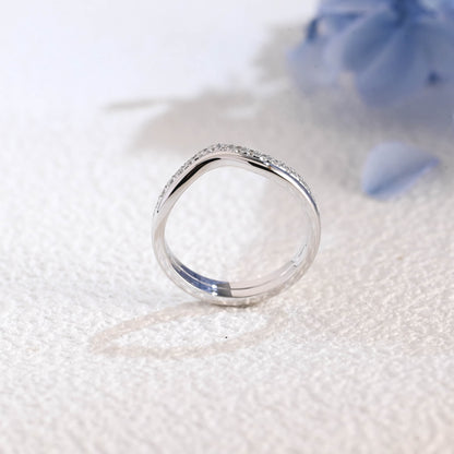 CausYou lab diamond wedding ring Solid Gold Curved Lab Diamond Wedding Band, Two Raw Stacking Wedding Ring