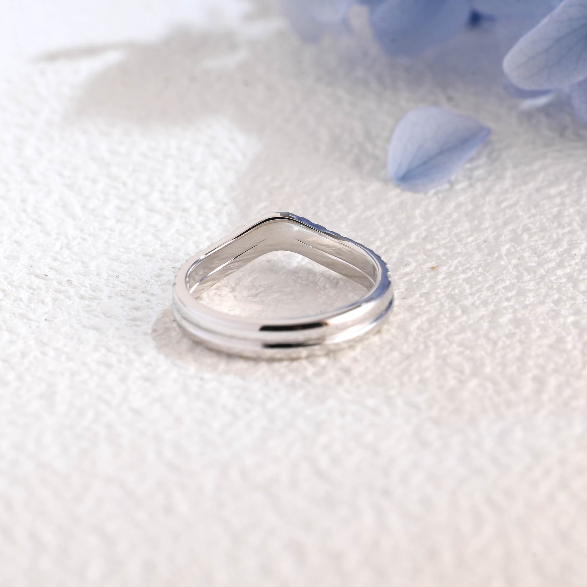 CausYou lab diamond wedding ring Solid Gold Curved Lab Diamond Wedding Band, Two Raw Stacking Wedding Ring