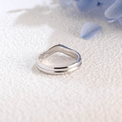 CausYou lab diamond wedding ring Solid Gold Curved Lab Diamond Wedding Band, Two Raw Stacking Wedding Ring