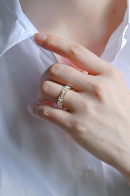 CausYou lab diamond wedding ring Solid Gold Full Eternity Heart Cut Lab Diamond Wedding Ring
