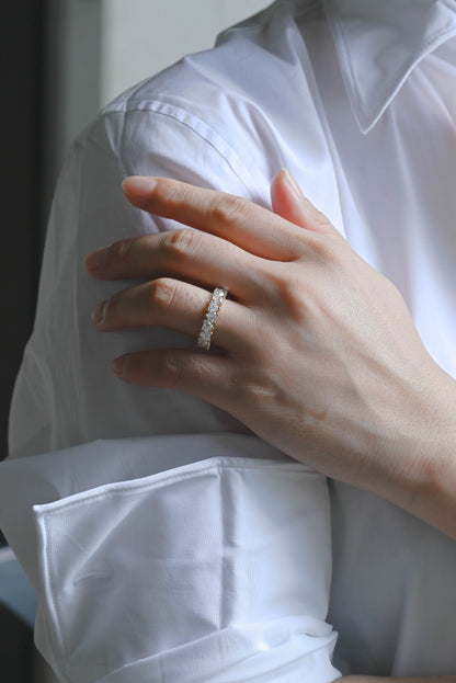 CausYou lab diamond wedding ring Solid Gold Full Eternity Heart Cut Lab Diamond Wedding Ring