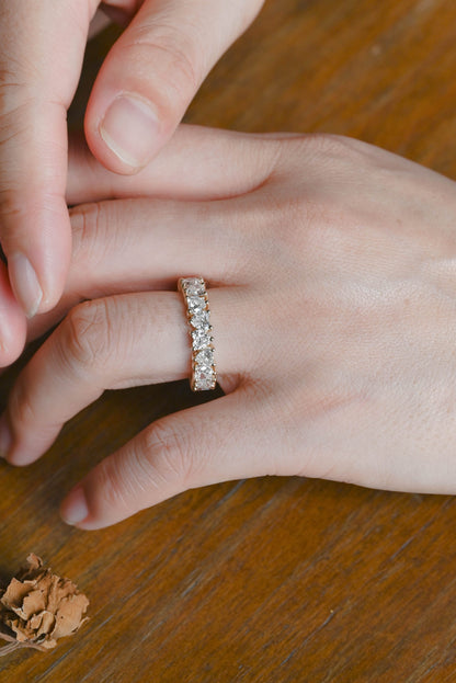 CausYou lab diamond wedding ring Solid Gold Full Eternity Heart Cut Lab Diamond Wedding Ring