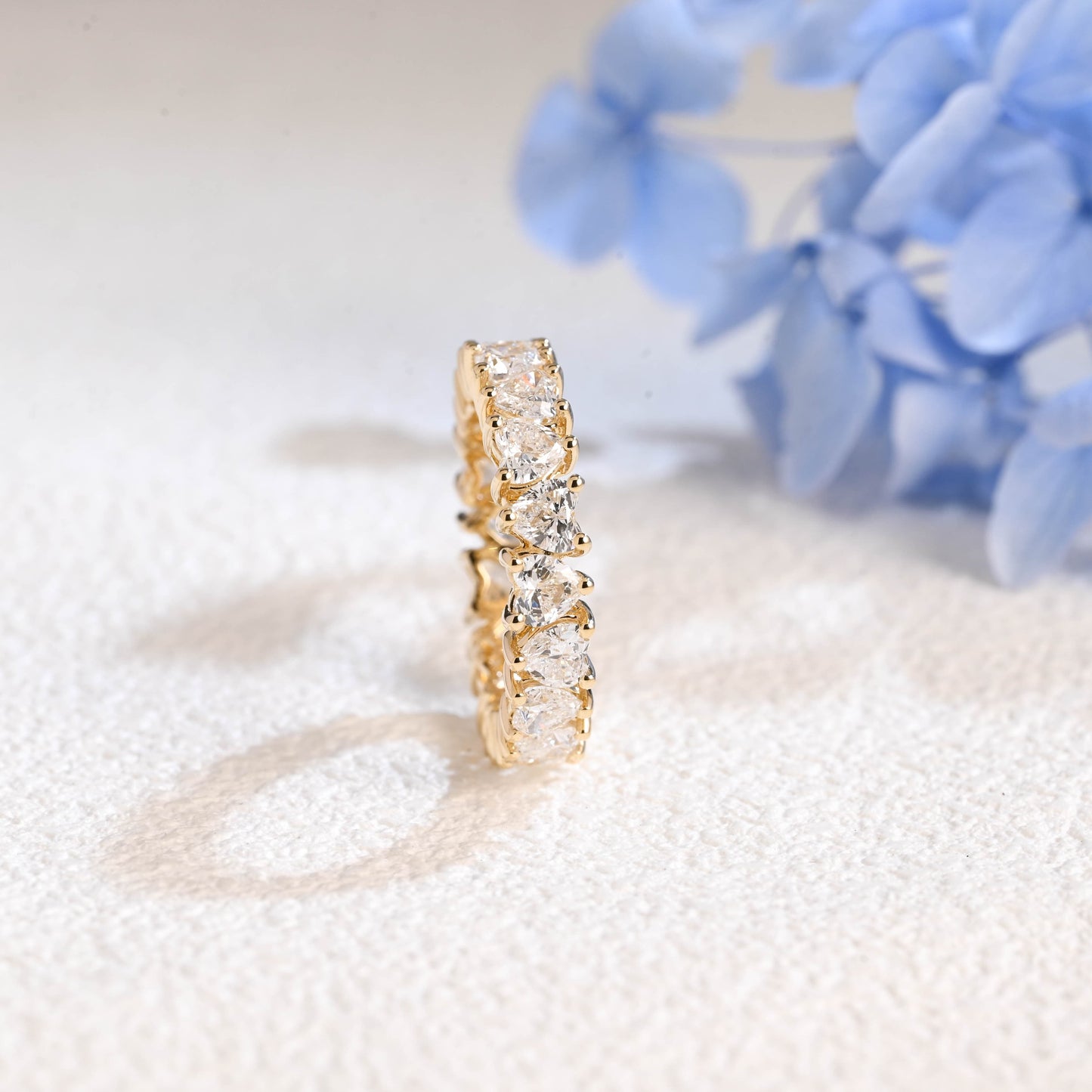 CausYou lab diamond wedding ring Solid Gold Full Eternity Heart Cut Lab Diamond Wedding Ring