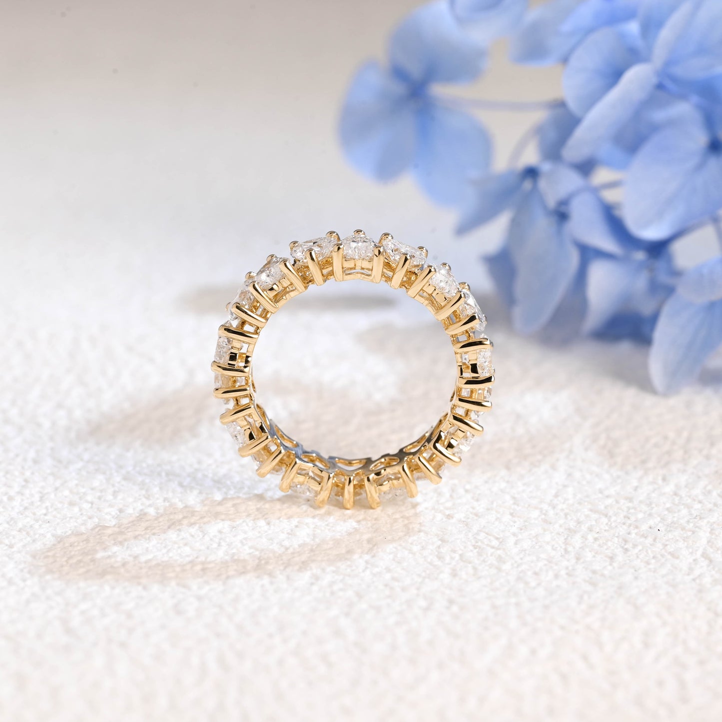CausYou lab diamond wedding ring Solid Gold Full Eternity Heart Cut Lab Diamond Wedding Ring
