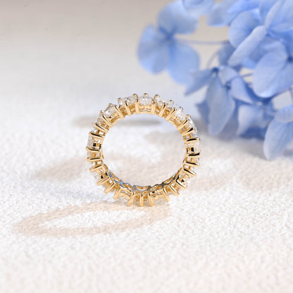 CausYou lab diamond wedding ring Solid Gold Full Eternity Heart Cut Lab Diamond Wedding Ring