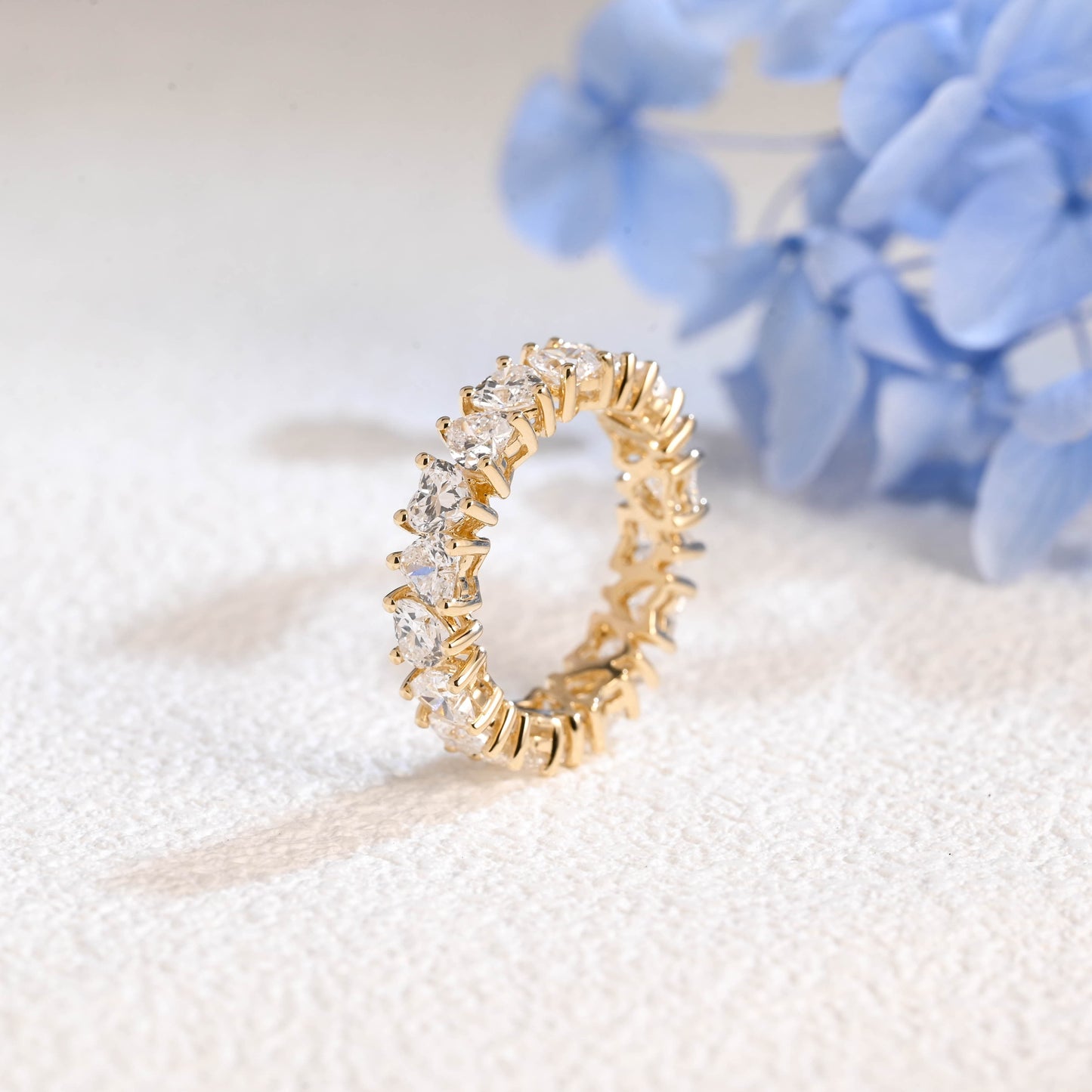 CausYou lab diamond wedding ring Solid Gold Full Eternity Heart Cut Lab Diamond Wedding Ring