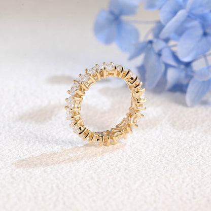 CausYou lab diamond wedding ring Solid Gold Full Eternity Heart Cut Lab Diamond Wedding Ring