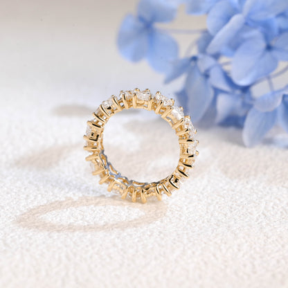 CausYou lab diamond wedding ring Solid Gold Full Eternity Heart Cut Lab Diamond Wedding Ring