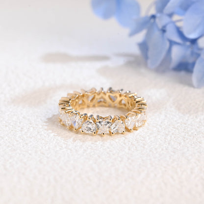 CausYou lab diamond wedding ring Solid Gold Full Eternity Heart Cut Lab Diamond Wedding Ring