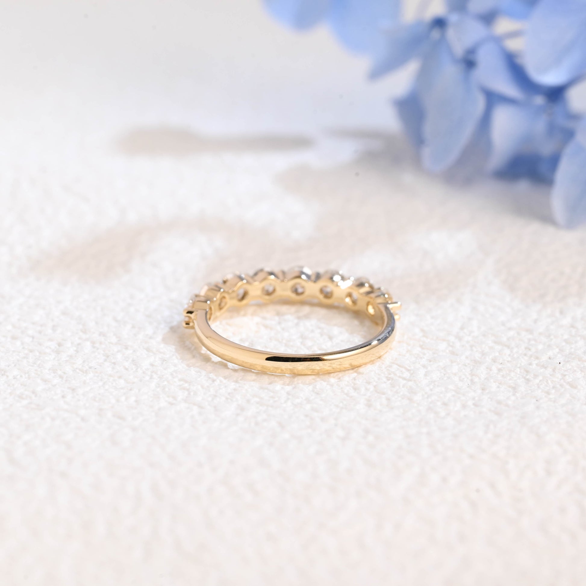 CausYou lab diamond wedding ring Solid Gold Half Eternity Round Cut Lab Diamond Wedding Ring