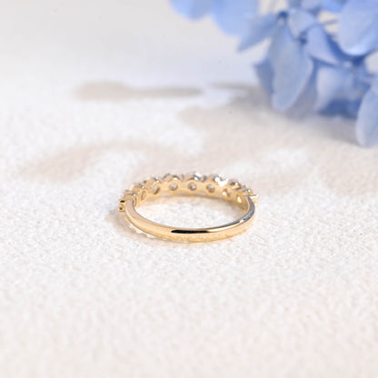 CausYou lab diamond wedding ring Solid Gold Half Eternity Round Cut Lab Diamond Wedding Ring