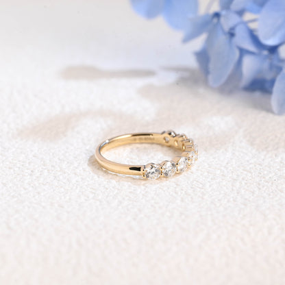 CausYou lab diamond wedding ring Solid Gold Half Eternity Round Cut Lab Diamond Wedding Ring