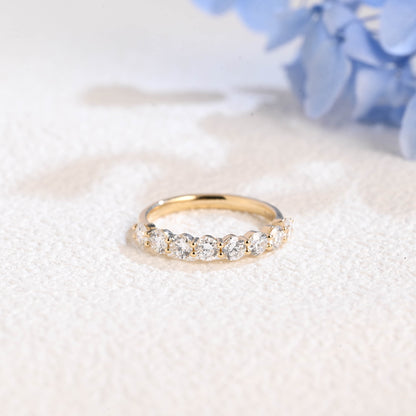 CausYou lab diamond wedding ring Solid Gold Half Eternity Round Cut Lab Diamond Wedding Ring