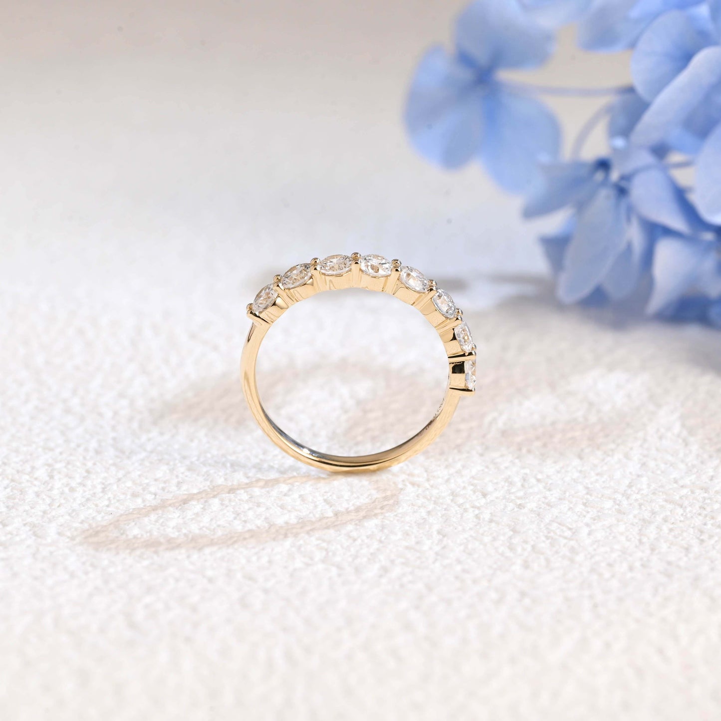 CausYou lab diamond wedding ring Solid Gold Half Eternity Round Cut Lab Diamond Wedding Ring