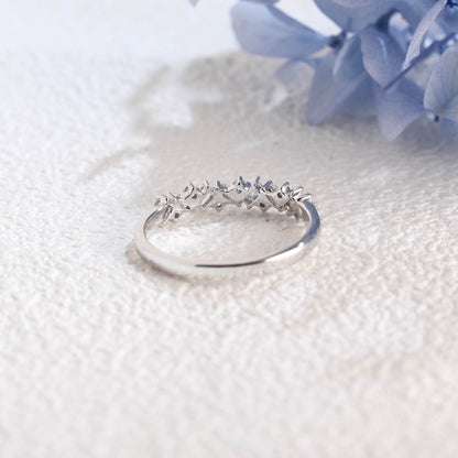 CausYou lab diamond wedding ring Solid Gold Half Eternity Round, Marquise & Baguette cut Lab Diamond Wedding Ring