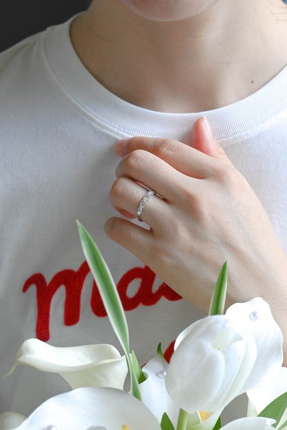 CausYou lab diamond wedding ring Solid Gold Half Eternity Round, Marquise & Baguette cut Lab Diamond Wedding Ring