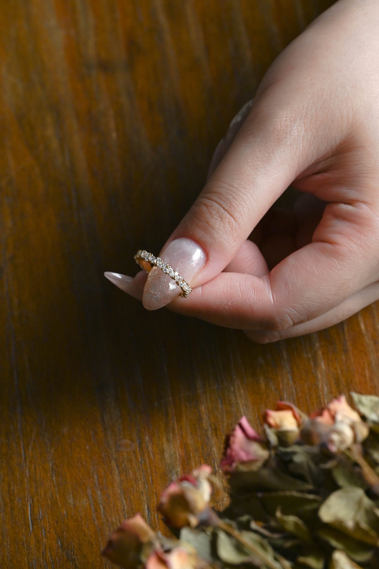 CausYou lab diamond wedding ring Solid Gold Marquise & Round Cut Lab Diamond Wedding Ring