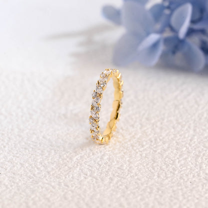 CausYou lab diamond wedding ring Solid Gold Marquise & Round Cut Lab Diamond Wedding Ring
