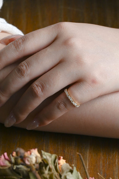 CausYou lab diamond wedding ring Solid Gold Marquise & Round Cut Lab Diamond Wedding Ring