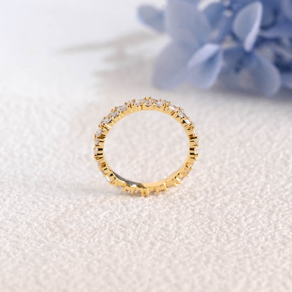 CausYou lab diamond wedding ring Solid Gold Marquise & Round Cut Lab Diamond Wedding Ring