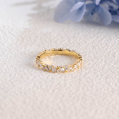 CausYou lab diamond wedding ring Solid Gold Marquise & Round Cut Lab Diamond Wedding Ring