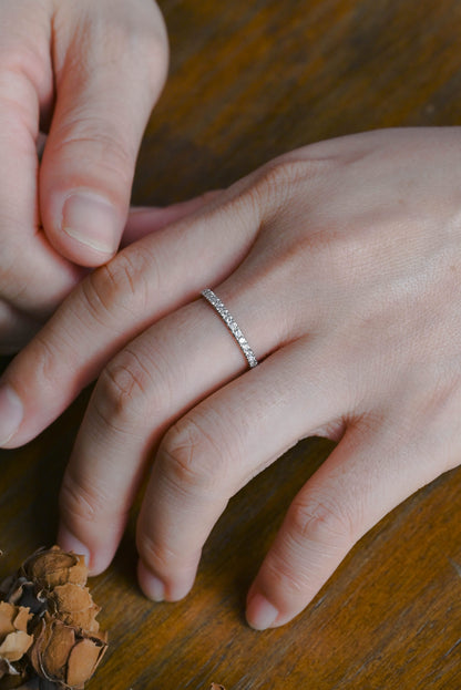 CausYou lab diamond wedding ring Solid Gold Round Cut Lab Diamond Wedding Ring