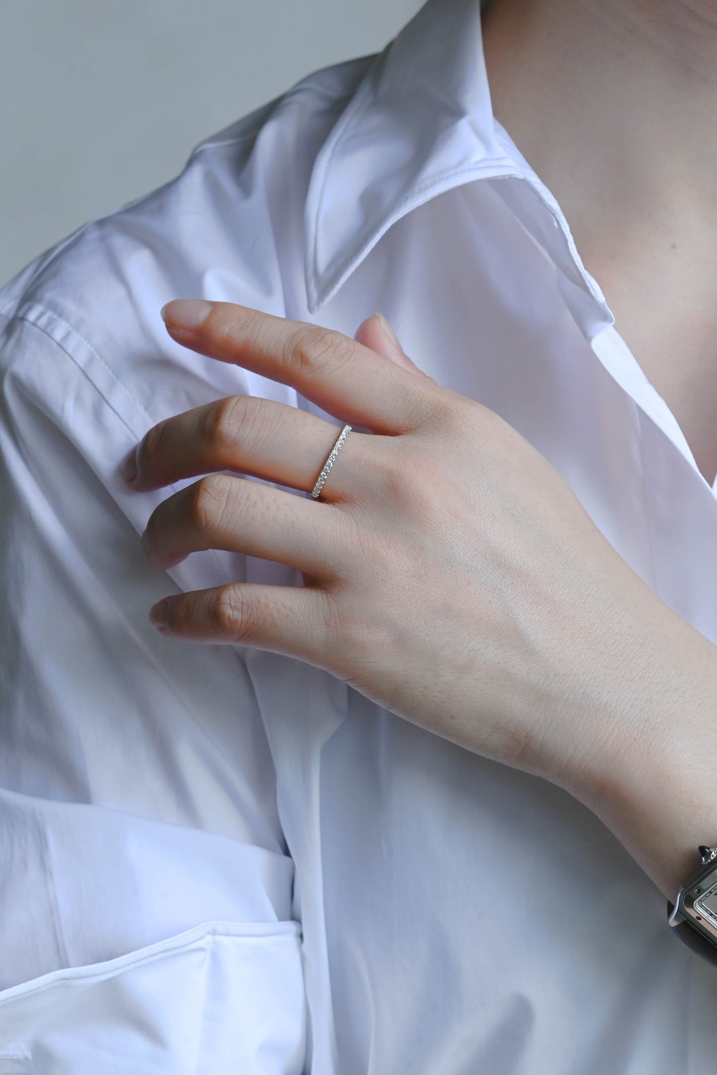 CausYou lab diamond wedding ring Solid Gold Round Cut Lab Diamond Wedding Ring