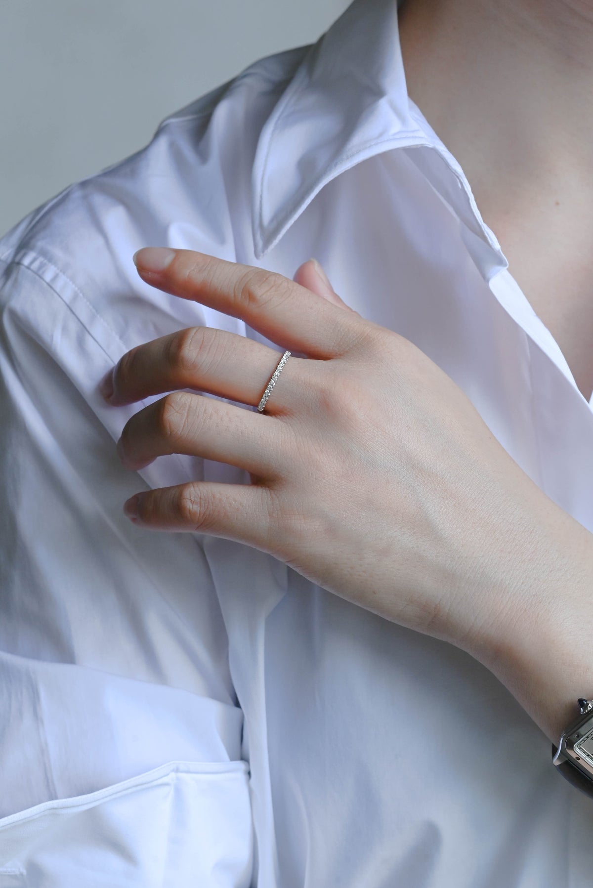 CausYou lab diamond wedding ring Solid Gold Round Cut Lab Diamond Wedding Ring