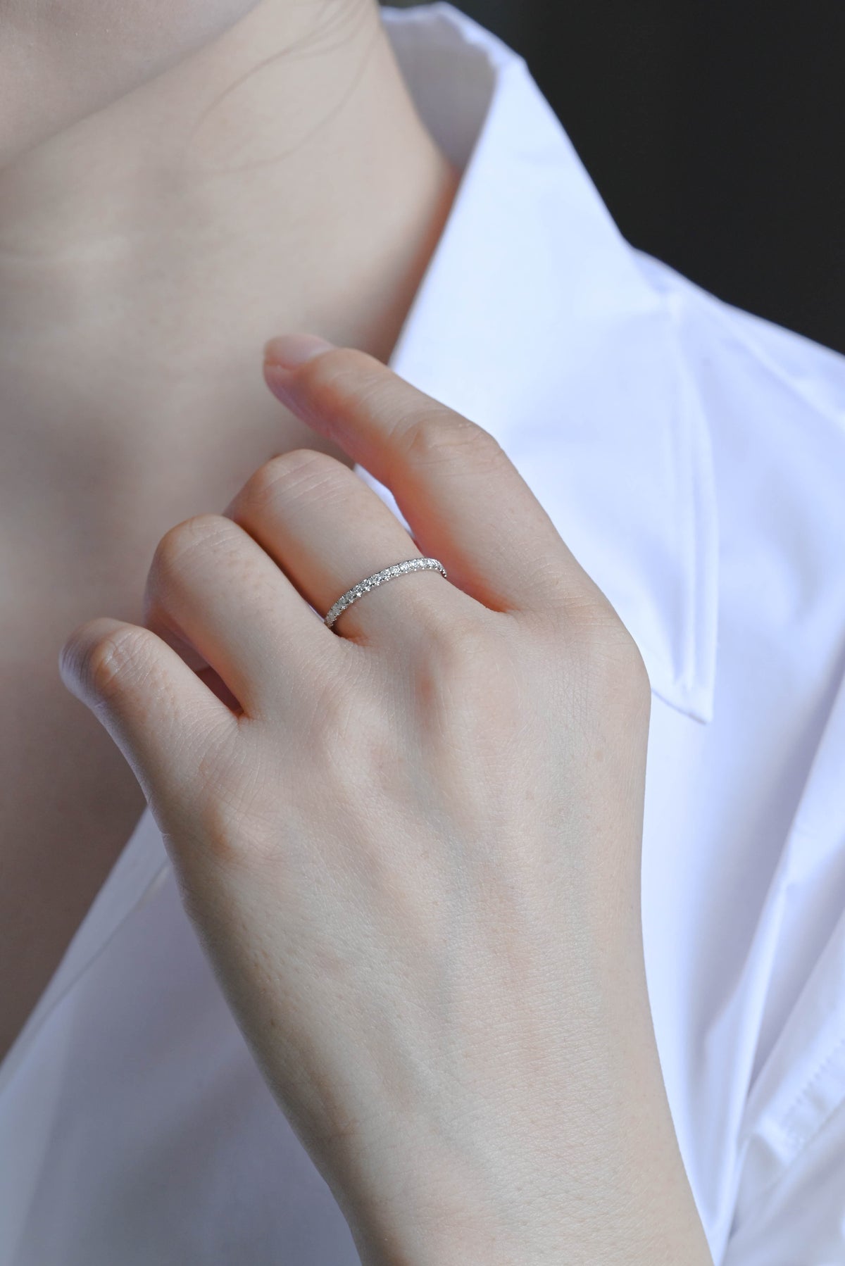 CausYou lab diamond wedding ring Solid Gold Round Cut Lab Diamond Wedding Ring