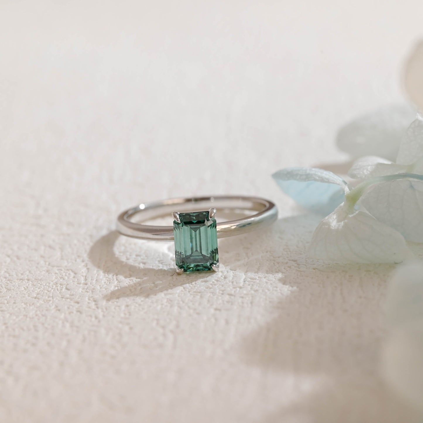 CausYou lab grown emerald engagement ring CausYou Solid Gold Lab Grown Emerald Engagement Ring