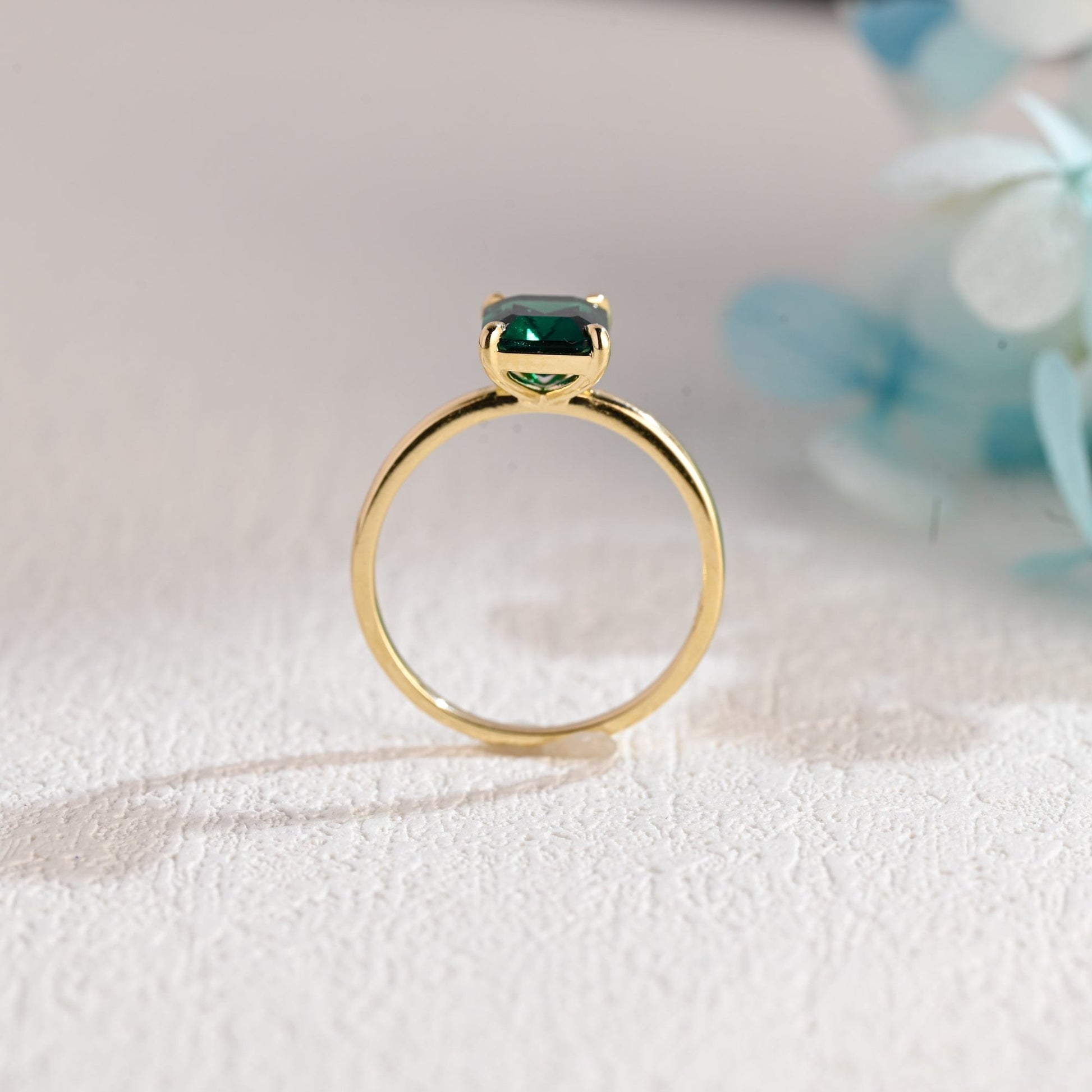 CausYou lab grown emerald engagement ring CausYou Solid Gold Lab Grown Emerald Engagement Ring