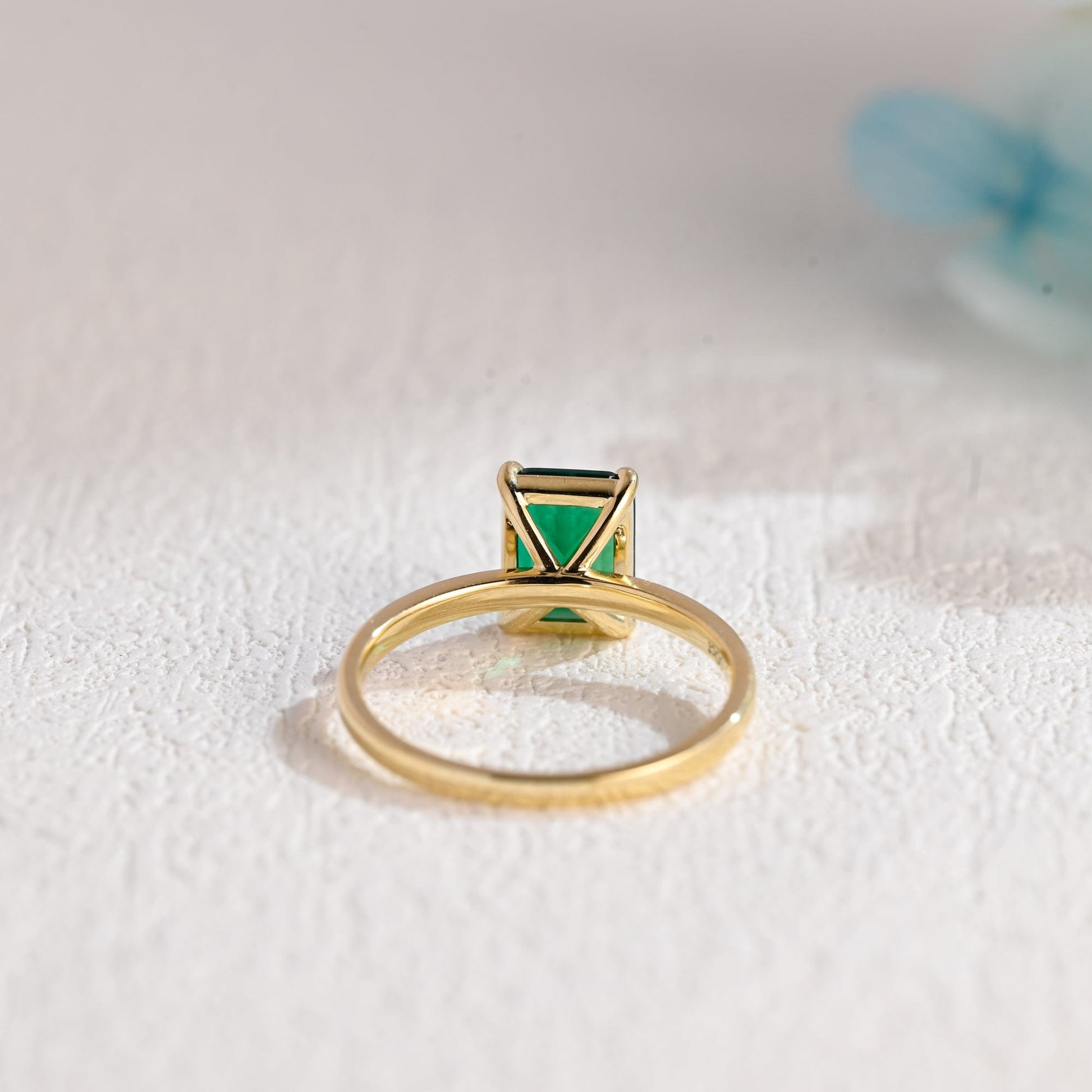 CausYou lab grown emerald engagement ring CausYou Solid Gold Lab Grown Emerald Engagement Ring