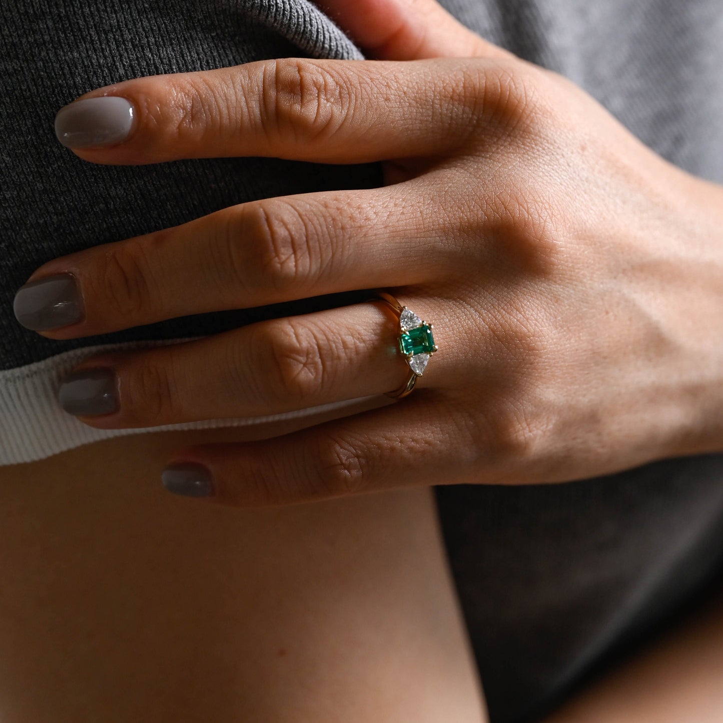 CausYou lab grown emerald engagement ring CausYou Solid Gold Lab Grown Emerald Engagement Ring, Promise Ring, Proposal Ring, Gift for Woman, Wife