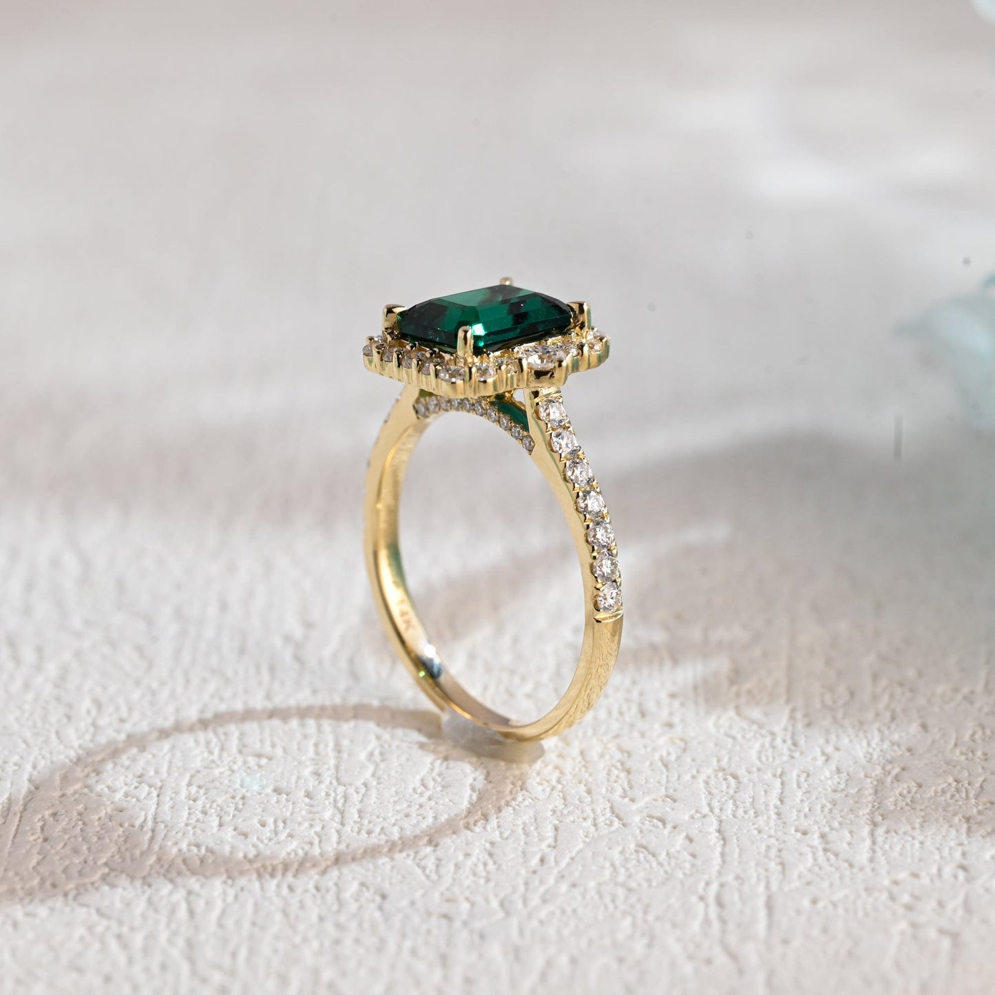 CausYou lab grown emerald engagement ring Solid Gold Lab Grown Emerald Engagement Ring, Art Deco Ring, Promise Ring, Gift for Woman