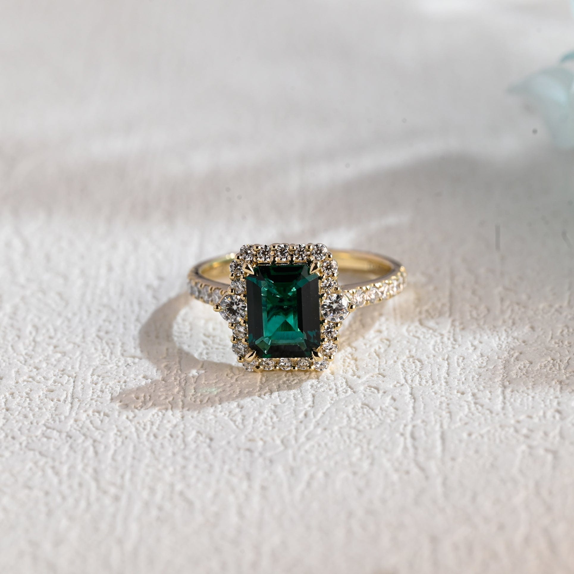 CausYou lab grown emerald engagement ring Solid Gold Lab Grown Emerald Engagement Ring, Art Deco Ring, Promise Ring, Gift for Woman