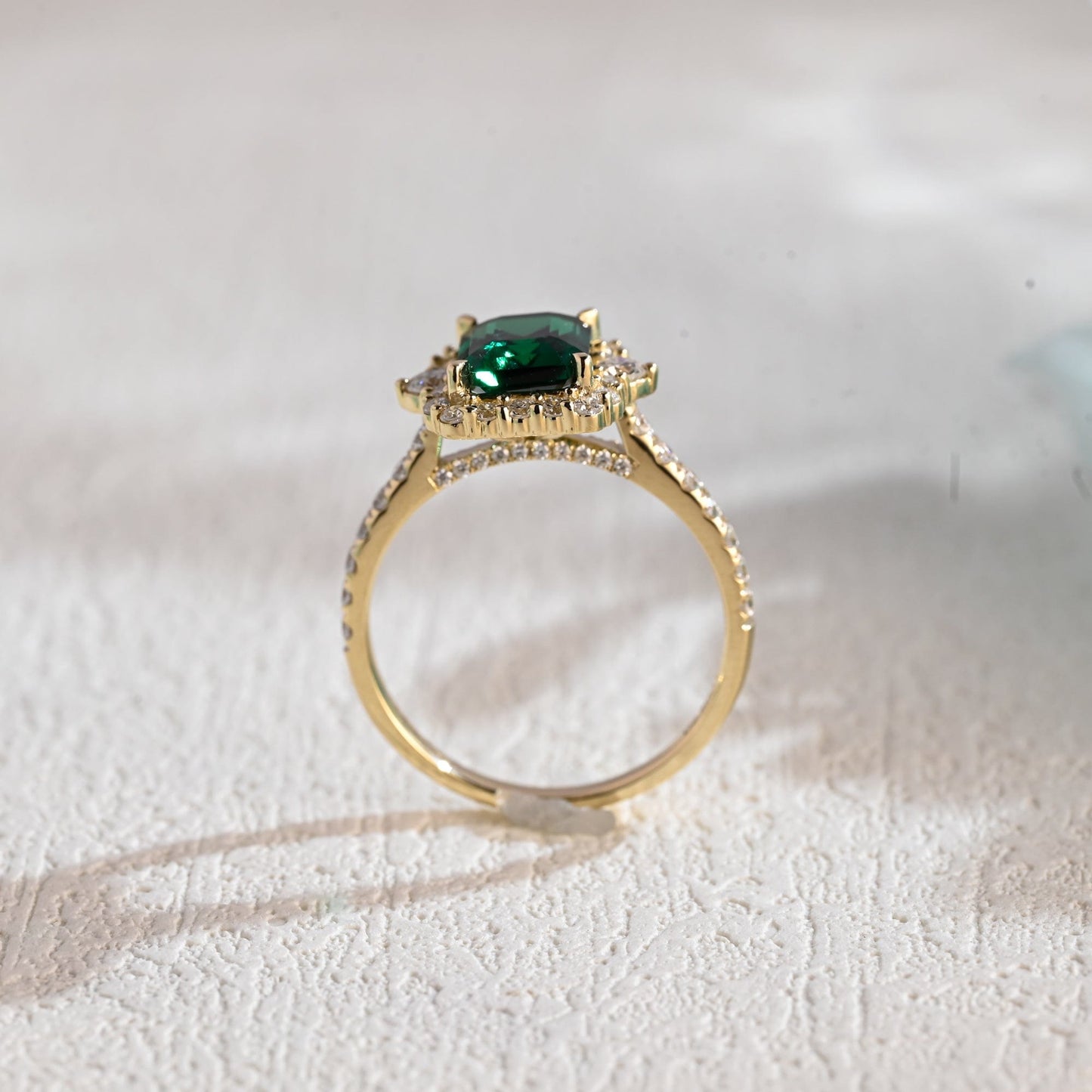 CausYou lab grown emerald engagement ring Solid Gold Lab Grown Emerald Engagement Ring, Art Deco Ring, Promise Ring, Gift for Woman