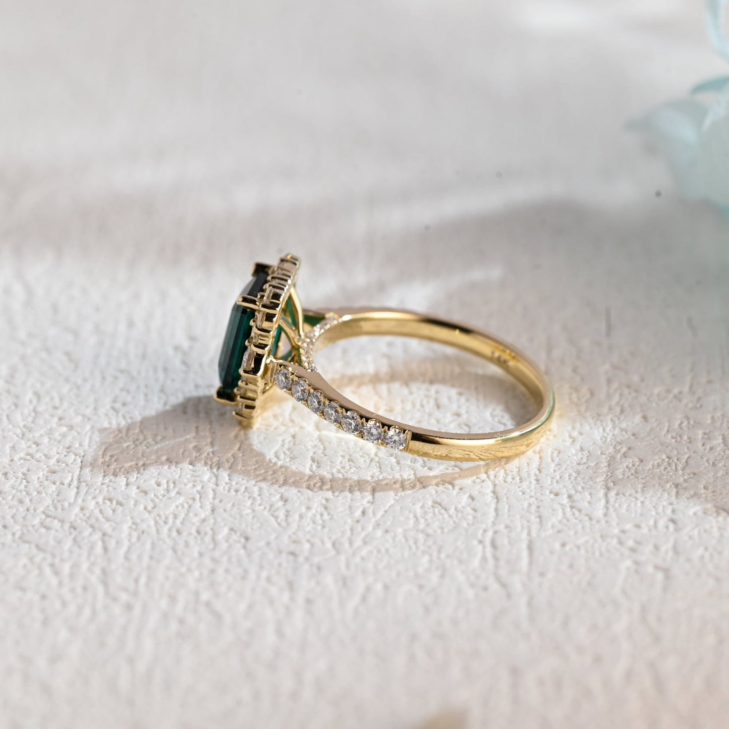 CausYou lab grown emerald engagement ring Solid Gold Lab Grown Emerald Engagement Ring, Art Deco Ring, Promise Ring, Gift for Woman