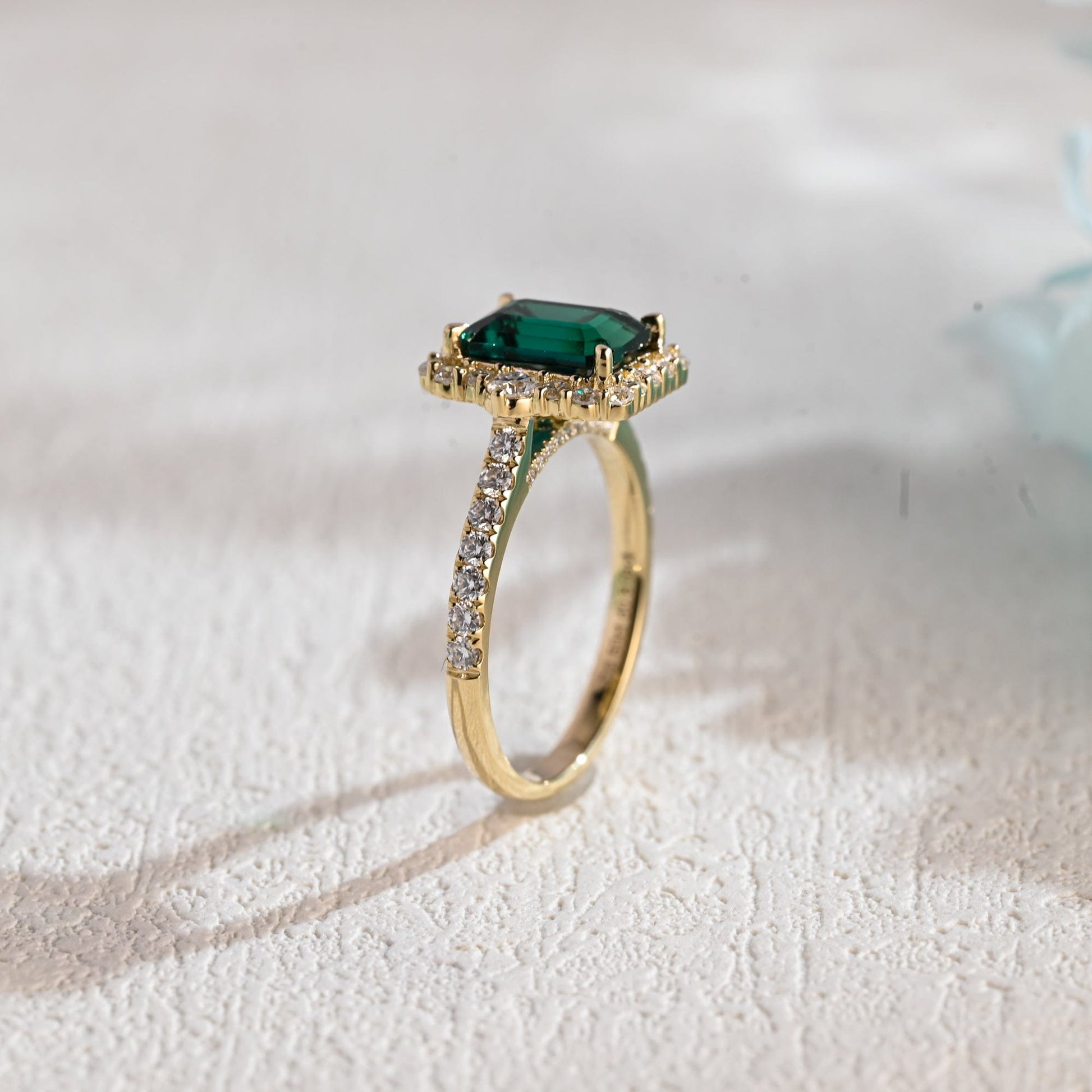 CausYou lab grown emerald engagement ring Solid Gold Lab Grown Emerald Engagement Ring, Art Deco Ring, Promise Ring, Gift for Woman