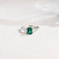 CausYou lab grown emerald engagement ring Solid Gold Lab Grown Emerald Engagement Ring, Three Stone Promise Ring, Proposal Ring, Gift for Woman, Wife