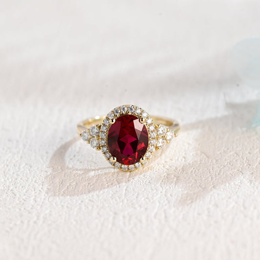 CausYou lab grown ruby engagement ring Solid Gold Oval Cut Lab Grown Ruby Engagement Ring, Promise Ring, Proposal Ring, Gift for Woman, Wife