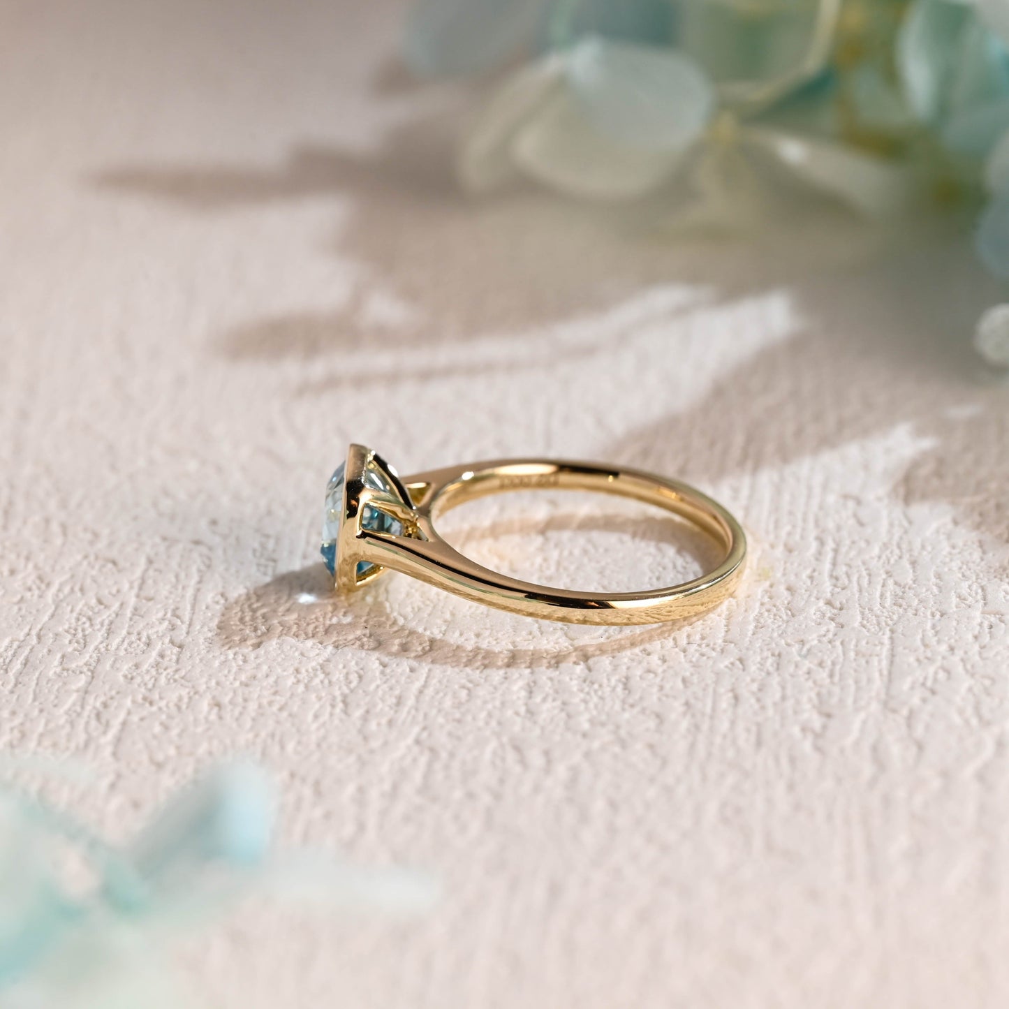 CausYou lab grown sapphire engagement ring CausYou Solid Gold Lab Grown Aquamarine Ring, Cushion Cut Engagement Ring, Solitaire Promise Ring Proposal Ring, Gift for Women Wife