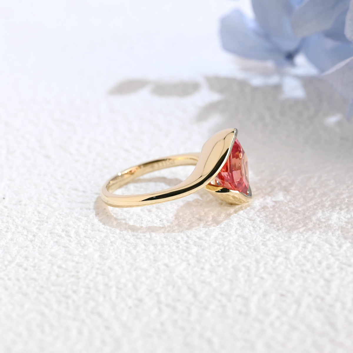 CausYou lab grown sapphire engagement ring Solid Gold Bypass Asscher Cut Lab Grown Pink Sapphire Engagement Ring
