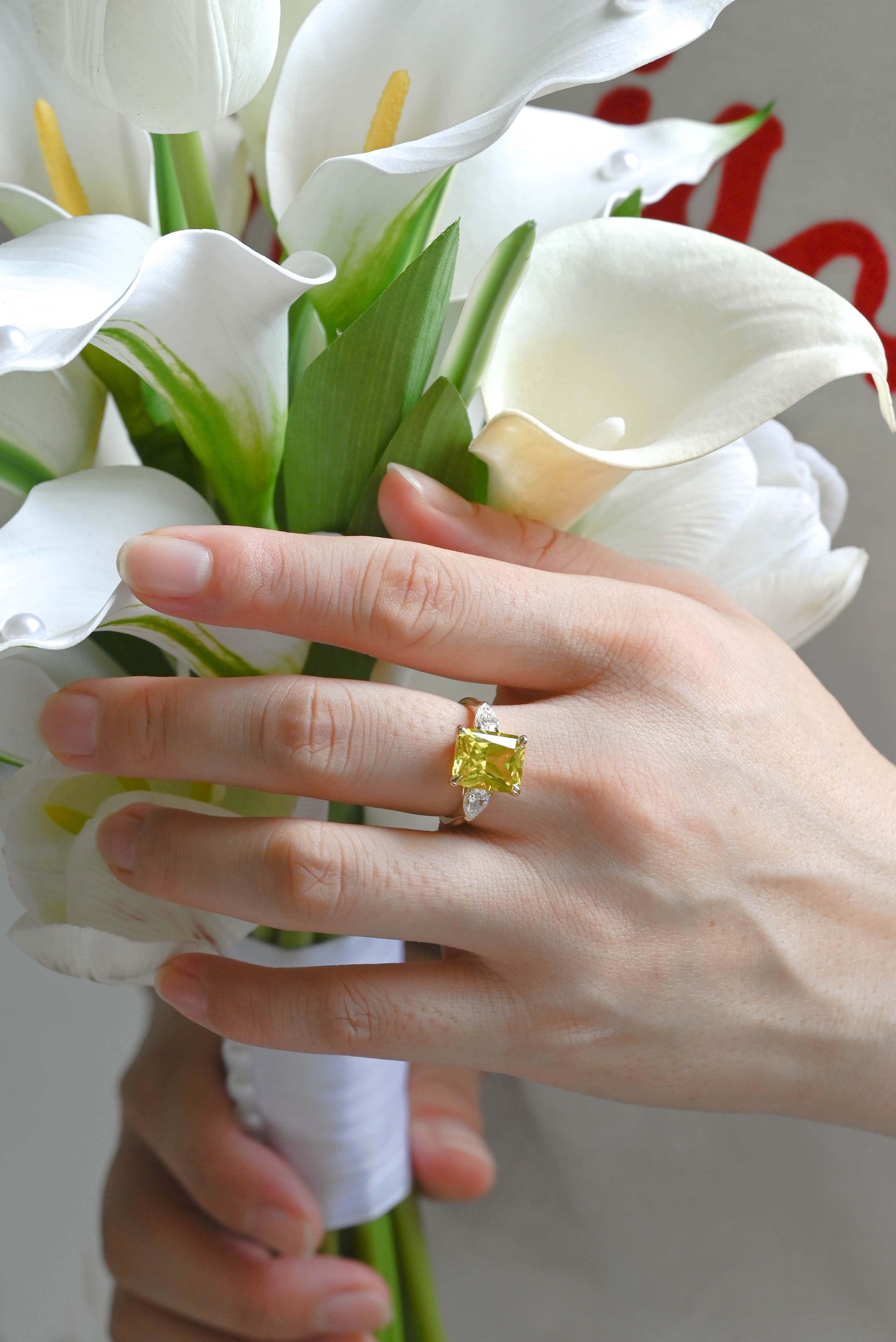 CausYou lab grown sapphire engagement ring Solid Gold Lab Grown Yellow Sapphire Radiant Cut Engagement Ring
