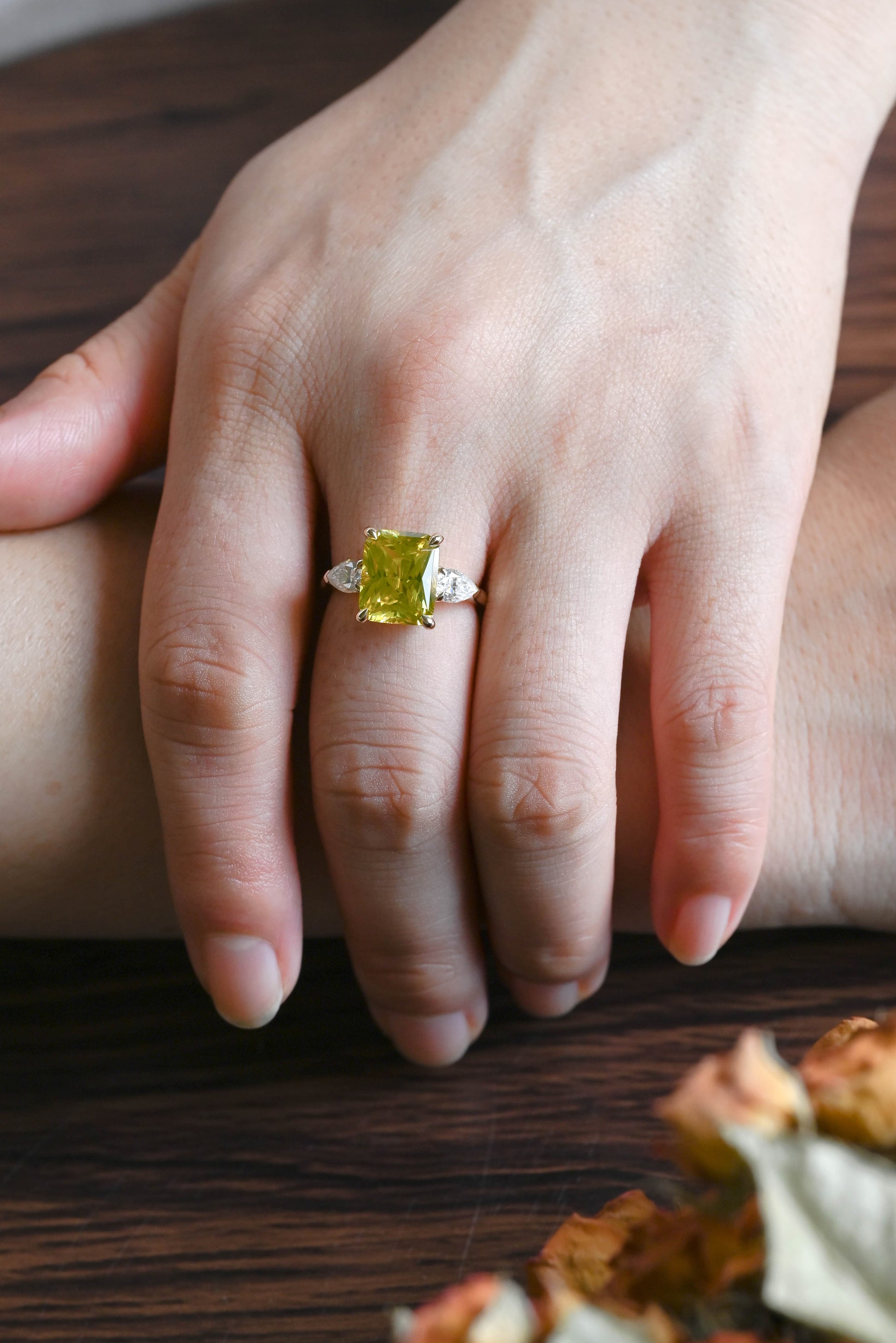 CausYou lab grown sapphire engagement ring Solid Gold Lab Grown Yellow Sapphire Radiant Cut Engagement Ring