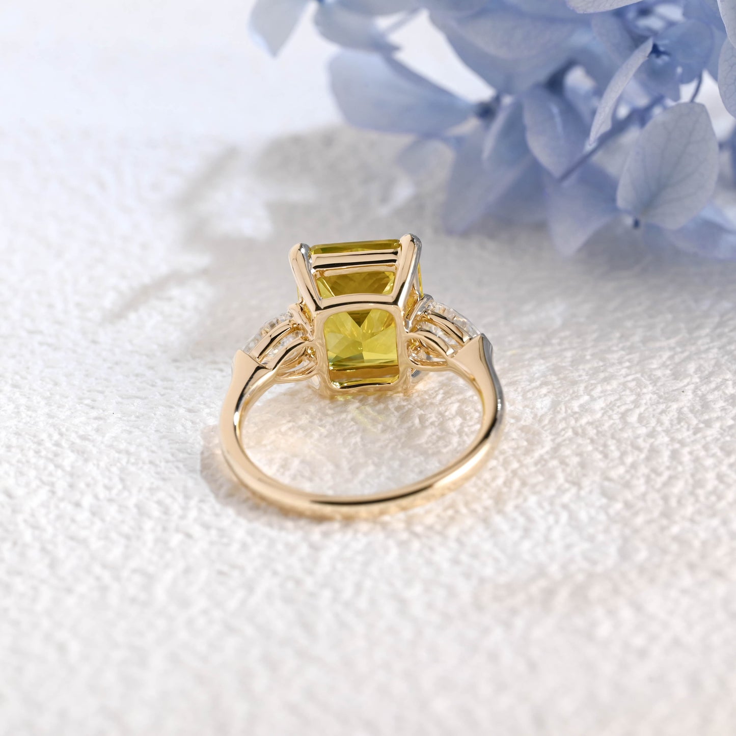 CausYou lab grown sapphire engagement ring Solid Gold Lab Grown Yellow Sapphire Radiant Cut Engagement Ring