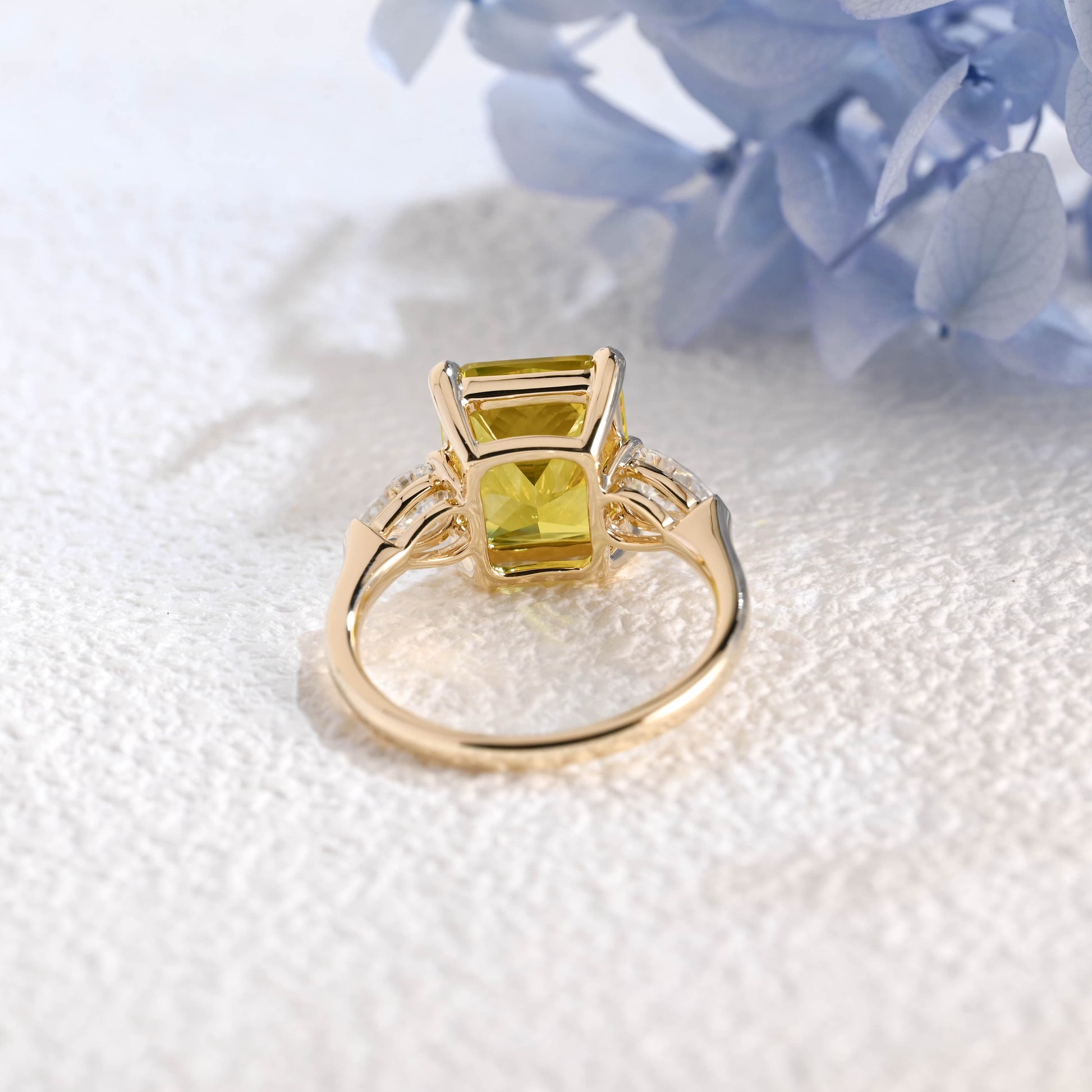 CausYou lab grown sapphire engagement ring Solid Gold Lab Grown Yellow Sapphire Radiant Cut Engagement Ring