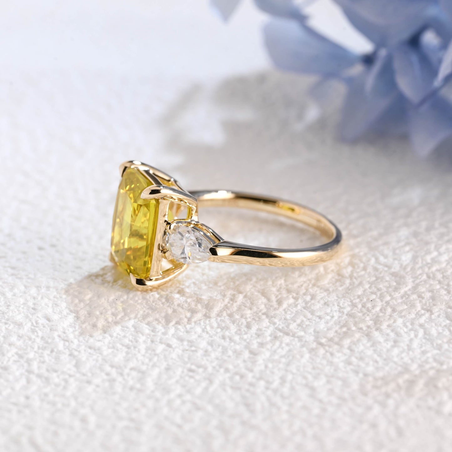 CausYou lab grown sapphire engagement ring Solid Gold Lab Grown Yellow Sapphire Radiant Cut Engagement Ring