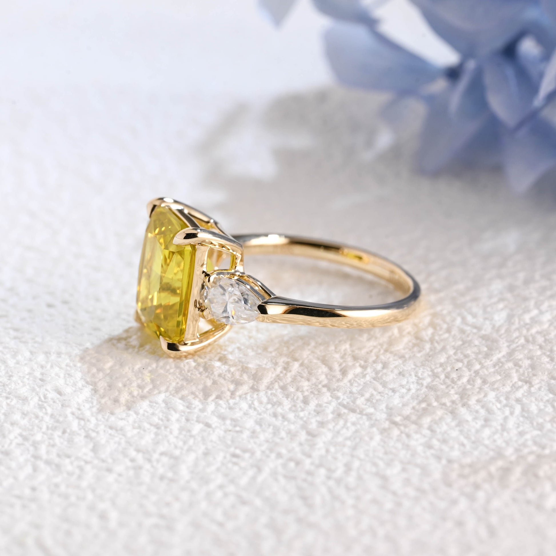 CausYou lab grown sapphire engagement ring Solid Gold Lab Grown Yellow Sapphire Radiant Cut Engagement Ring