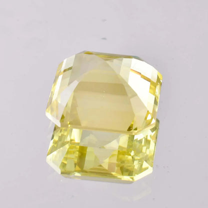 CausYou loose lab gemstone Asscher Cut Lab Grown Yellow Sapphire Loose Stone for Birthstone Jewelry Making